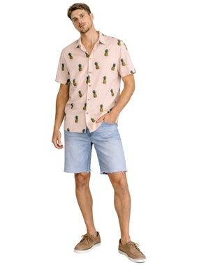 4/$20➡️ Bluenotes Pink Pineapple Print Button Up Short Sleeve Shirt – Small GUC